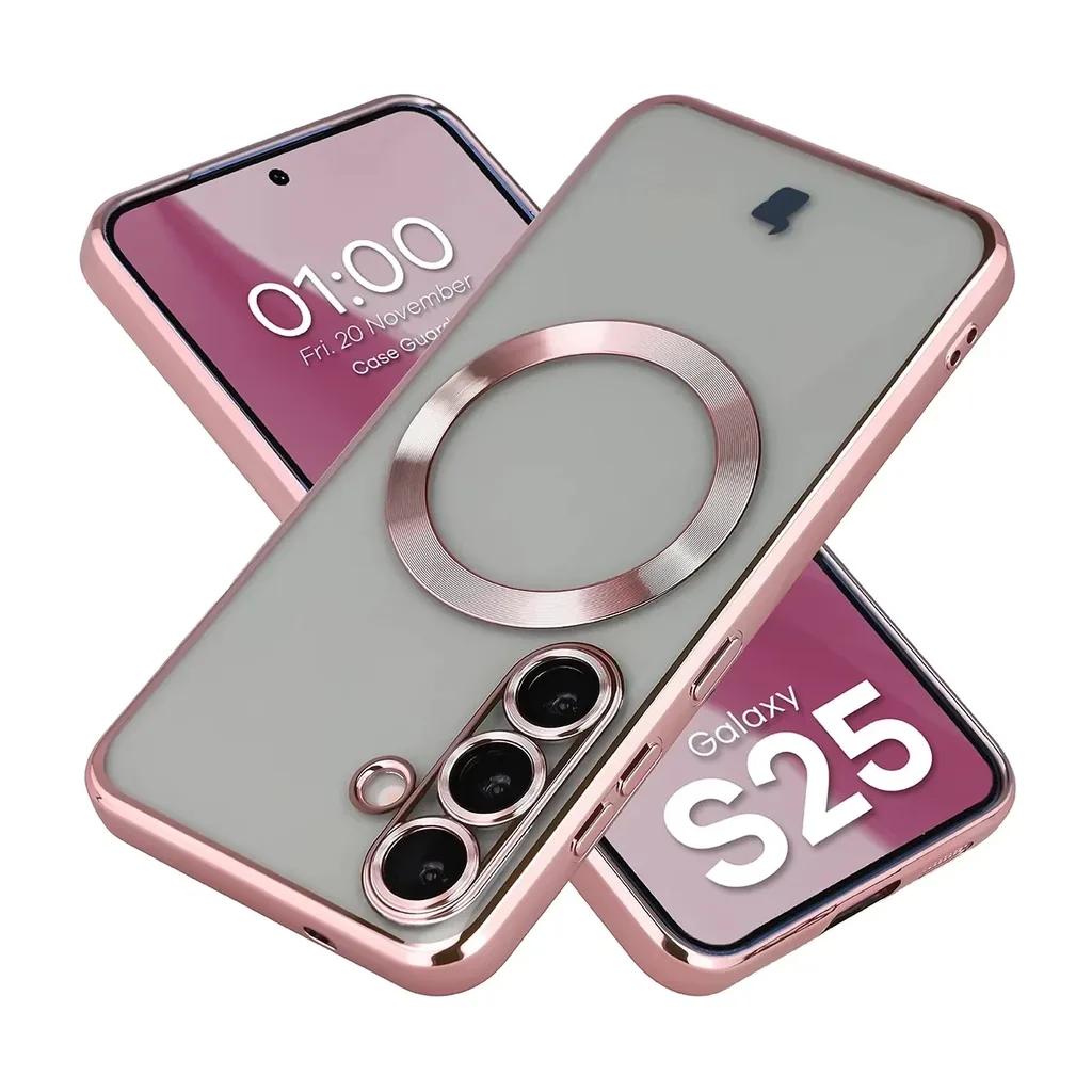 Kryt Bizon Case GuardO Magnetic Samsung Galaxy S25, clear-pink