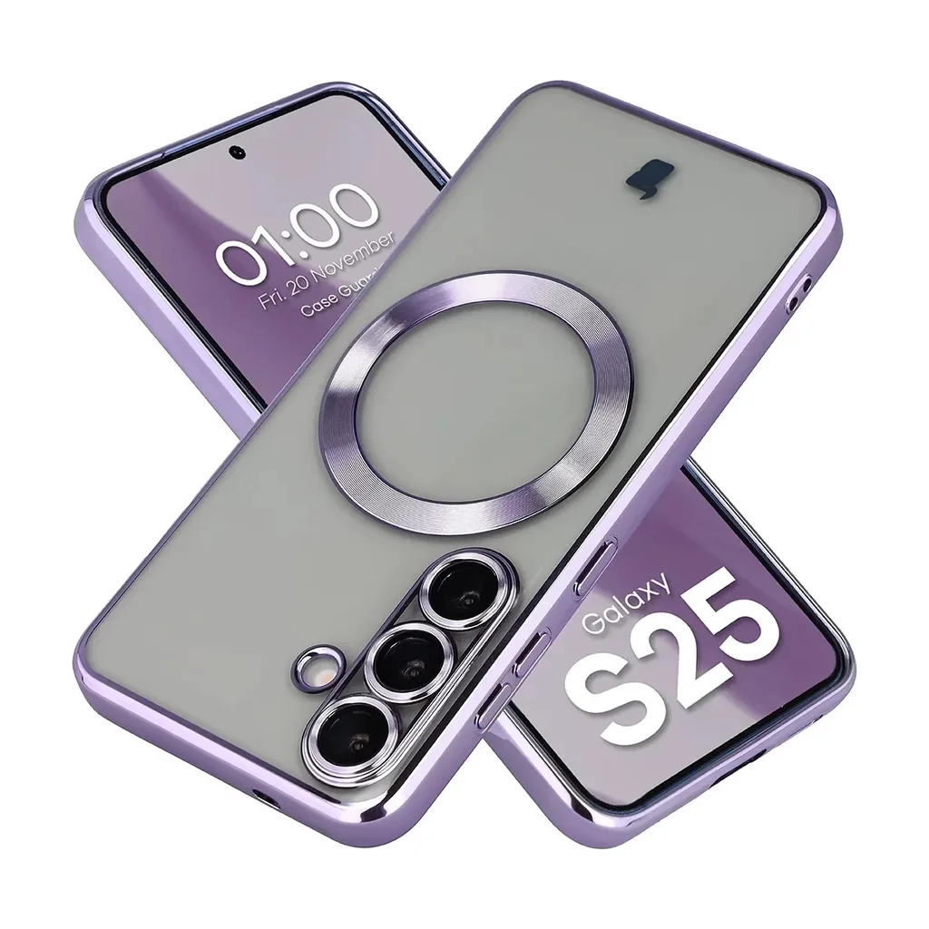 Kryt Bizon Case GuardO Magnetic Samsung Galaxy S25, clear-purple