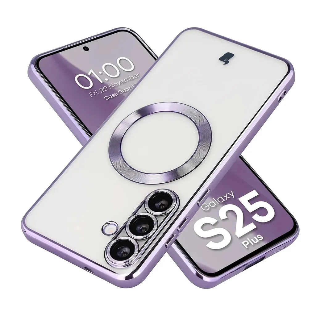 Kryt Bizon Case GuardO Magnetic Samsung Galaxy S25 Plus, clear-purple