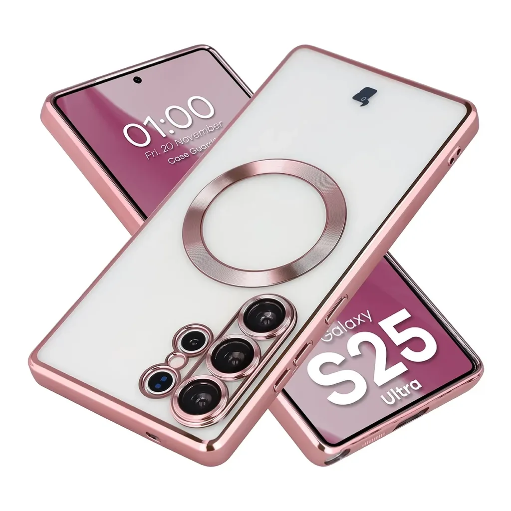 Kryt Bizon Case GuardO Magnetic Samsung Galaxy S25 Ultra, transparent-pink