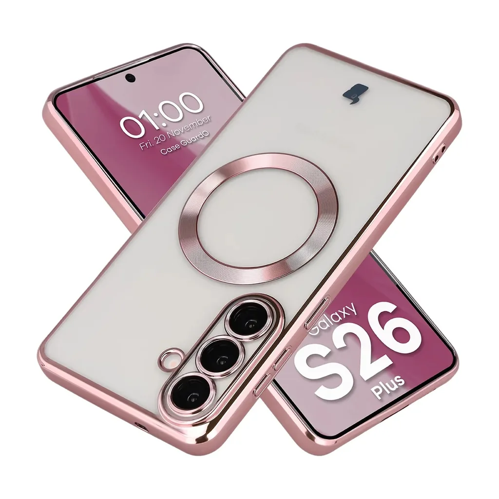 Kryt Bizon Case GuardO Magnetic Samsung Galaxy S26 Plus, transparent-pink