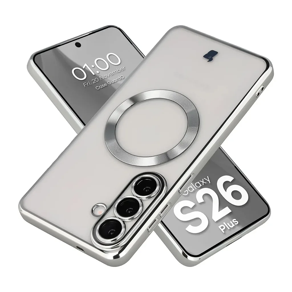 Kryt Bizon Case GuardO Magnetic Samsung Galaxy S26 Plus, transparent-silver