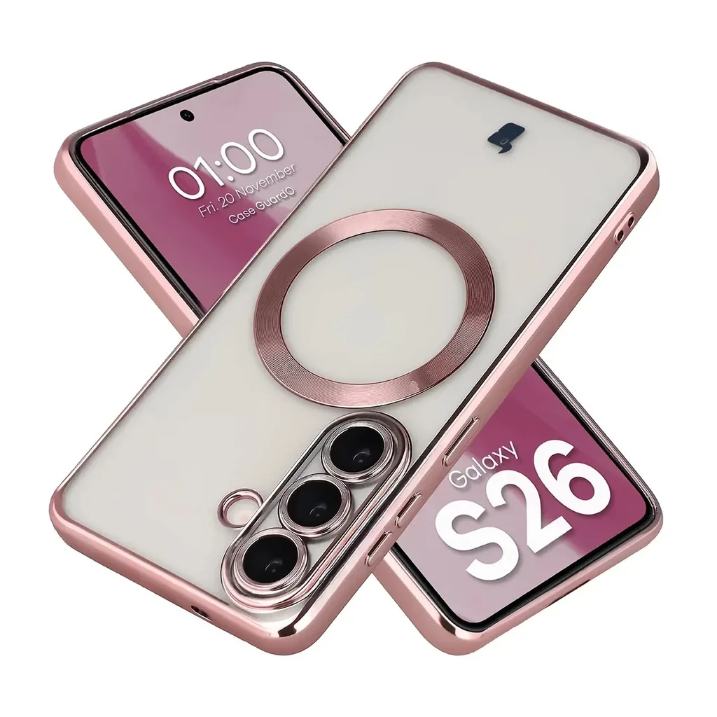 Kryt Bizon Case GuardO Magnetic Samsung Galaxy S26, transparent-pink