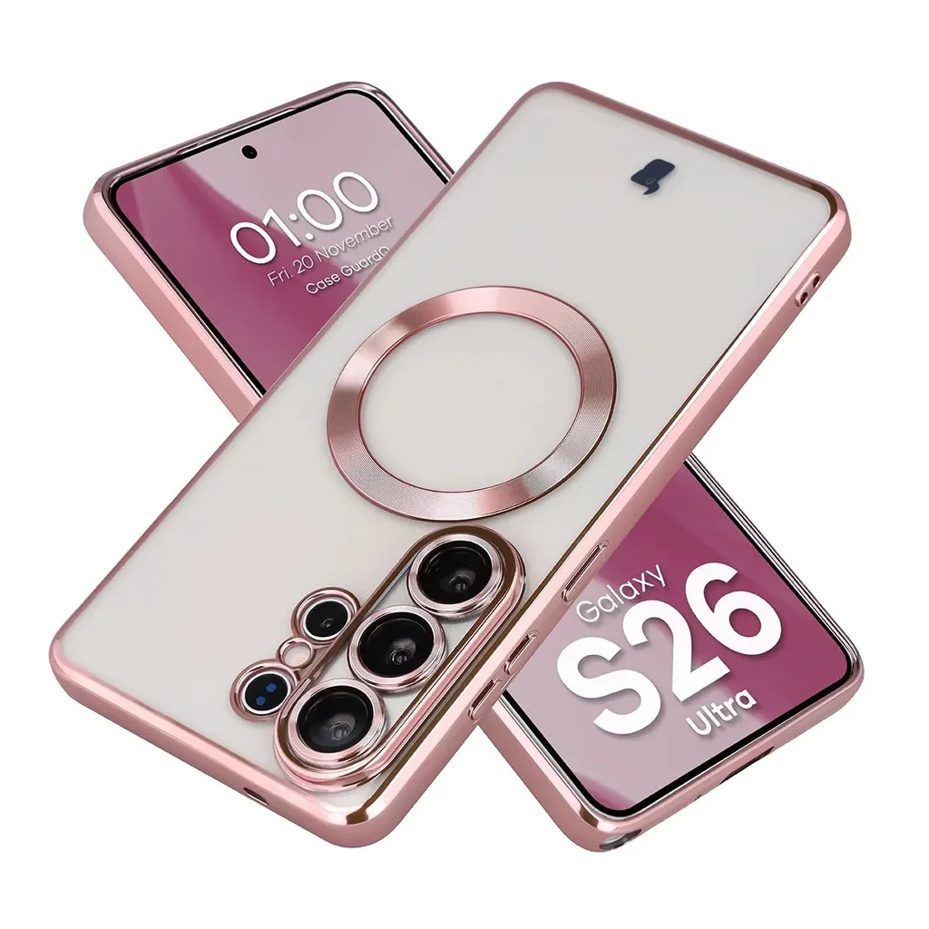 Kryt Bizon Case GuardO Magnetic Samsung Galaxy S26 Ultra, transparent-pink