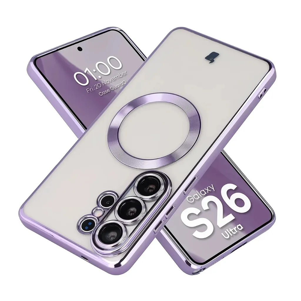 Kryt Bizon Case GuardO Magnetic Samsung Galaxy S26 Ultra, transparent-purple