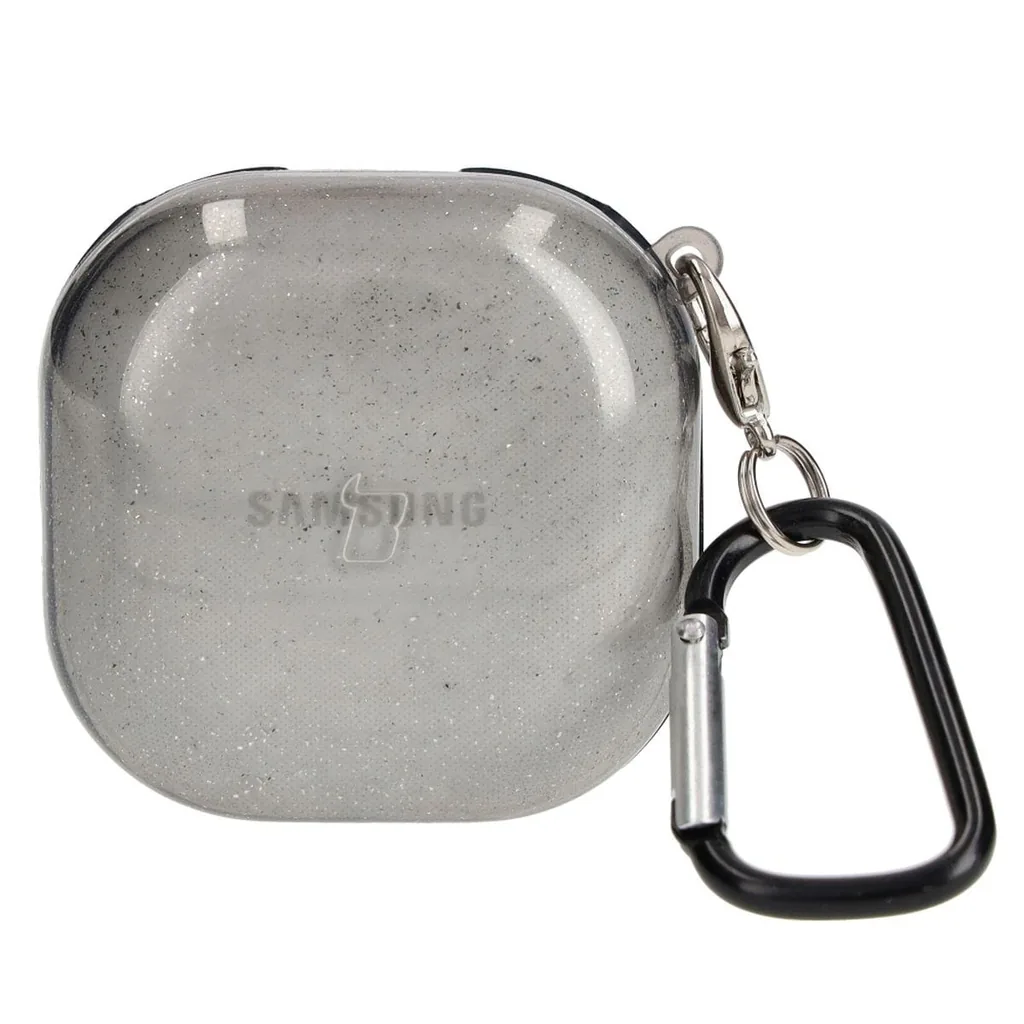 Kryt Bizon Case Headphone Clear Samsung Galaxy Buds Live / Pro / Buds2 / Buds2 Pro / Buds FE black-glitter