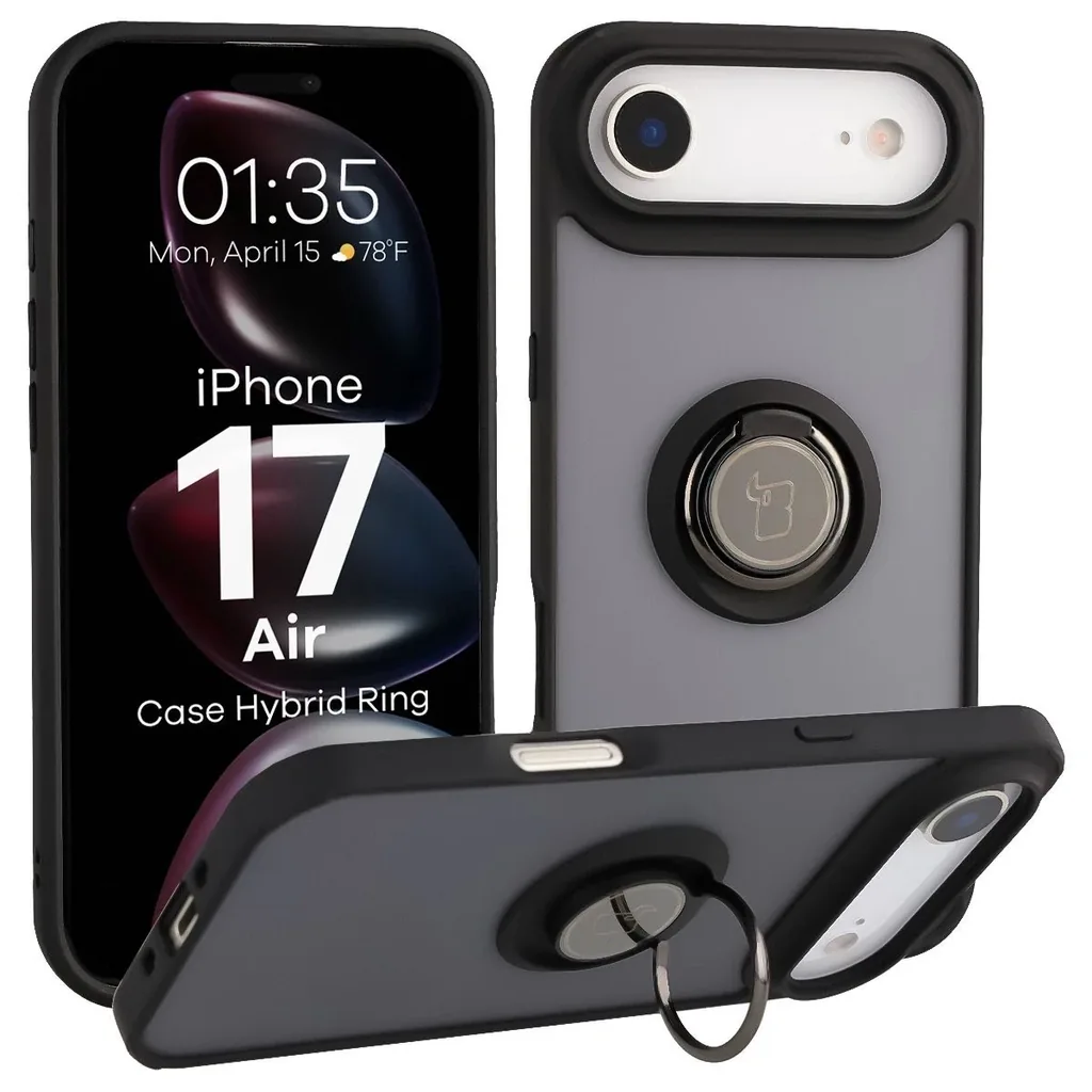 Kryt Bizon Case Hybrid Ring Apple iPhone Air smoked with a black frame