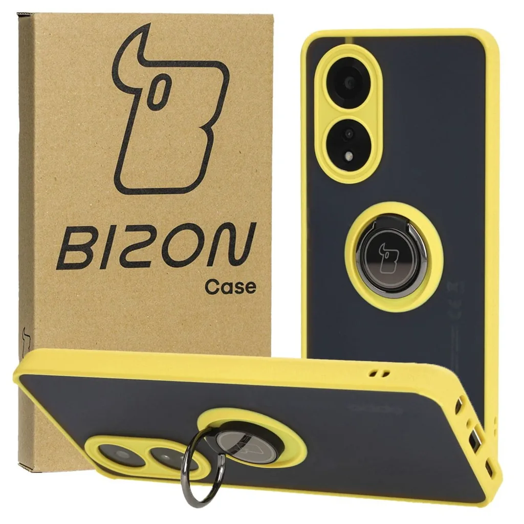 Kryt Bizon Case Hybrid Ring Oppo A58 4G smoky with a yellow frame