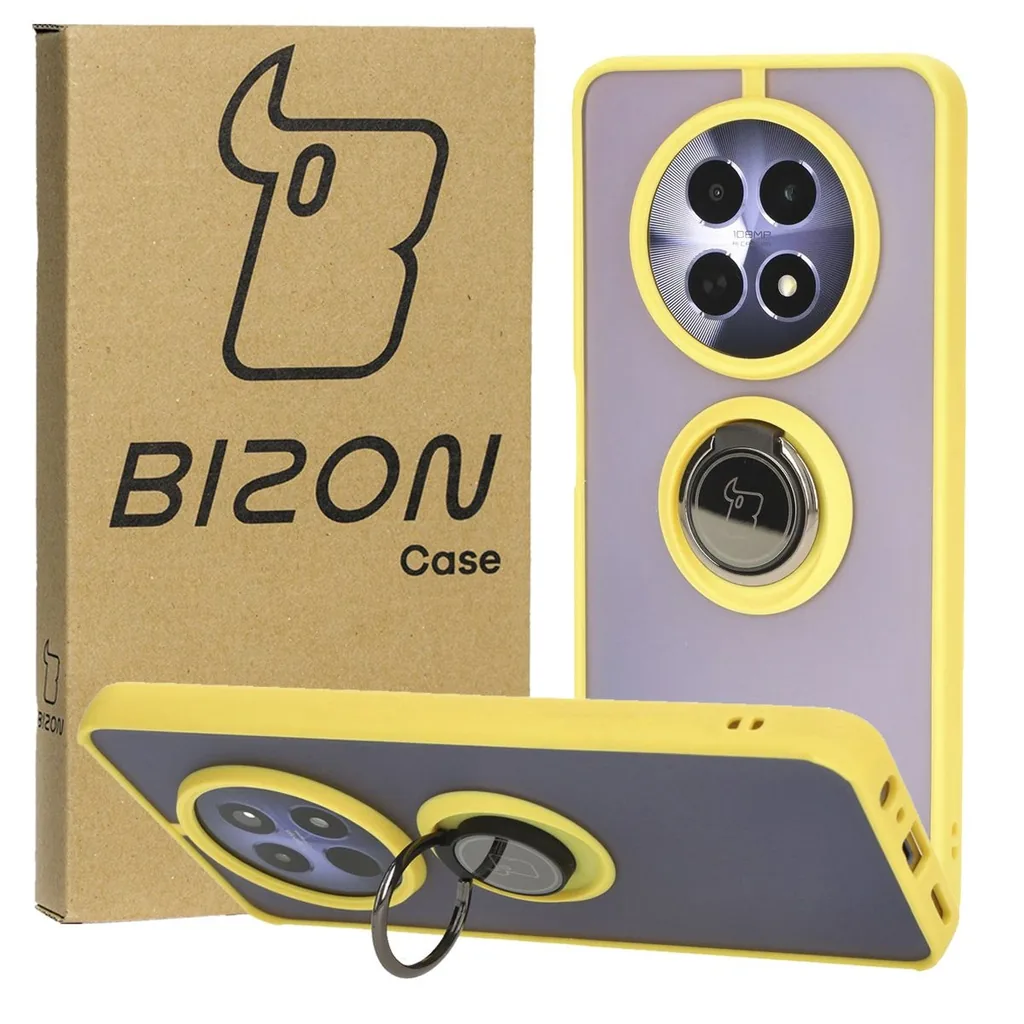 Kryt Bizon Case Hybrid Ring Realme 12 / 12x smoky with a yellow frame