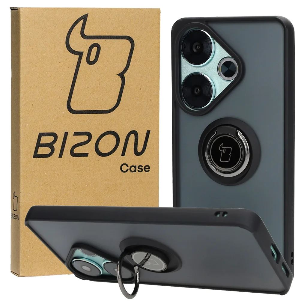 Kryt Bizon Case Hybrid Ring Xiaomi Poco F6 smoky with a black frame