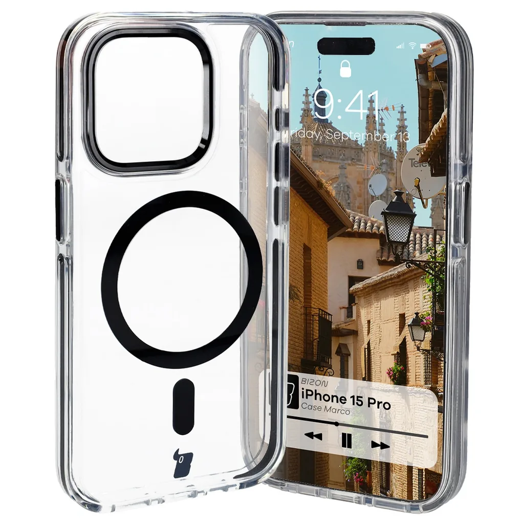Kryt Bizon Case Marco Apple iPhone 15 Pro clear with black frame
