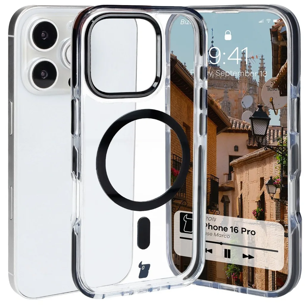Kryt Bizon Case Marco Apple iPhone 16 Pro clear with black frame