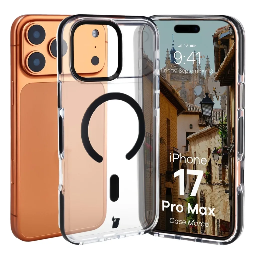 Kryt Bizon Case Marco Magnetic Apple iPhone 17 Pro Max clear with a black frame