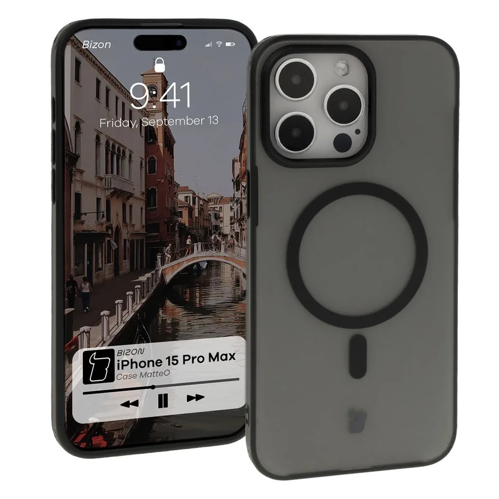 Kryt Bizon Case MatteO Apple iPhone 15 Pro Max transparent with black frame