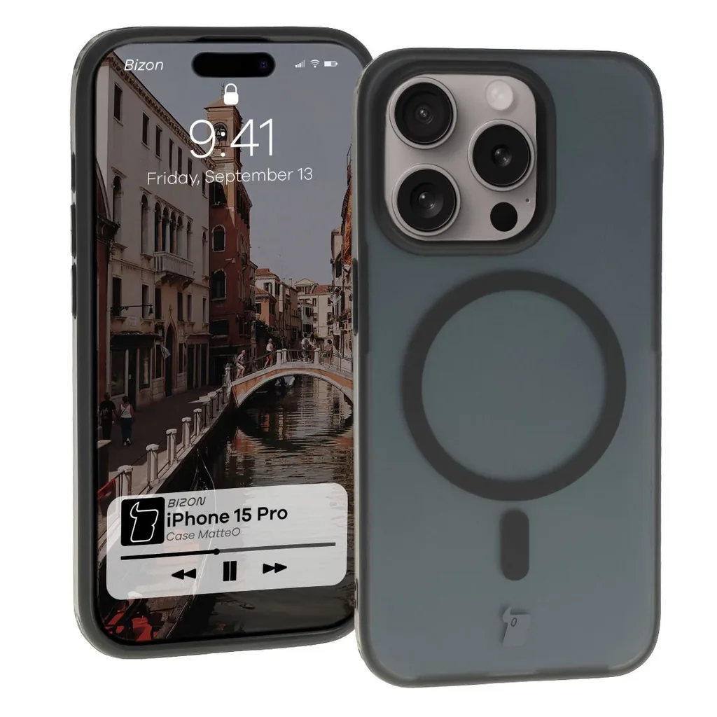 Kryt Bizon Case MatteO Apple iPhone 15 Pro transparent with black frame
