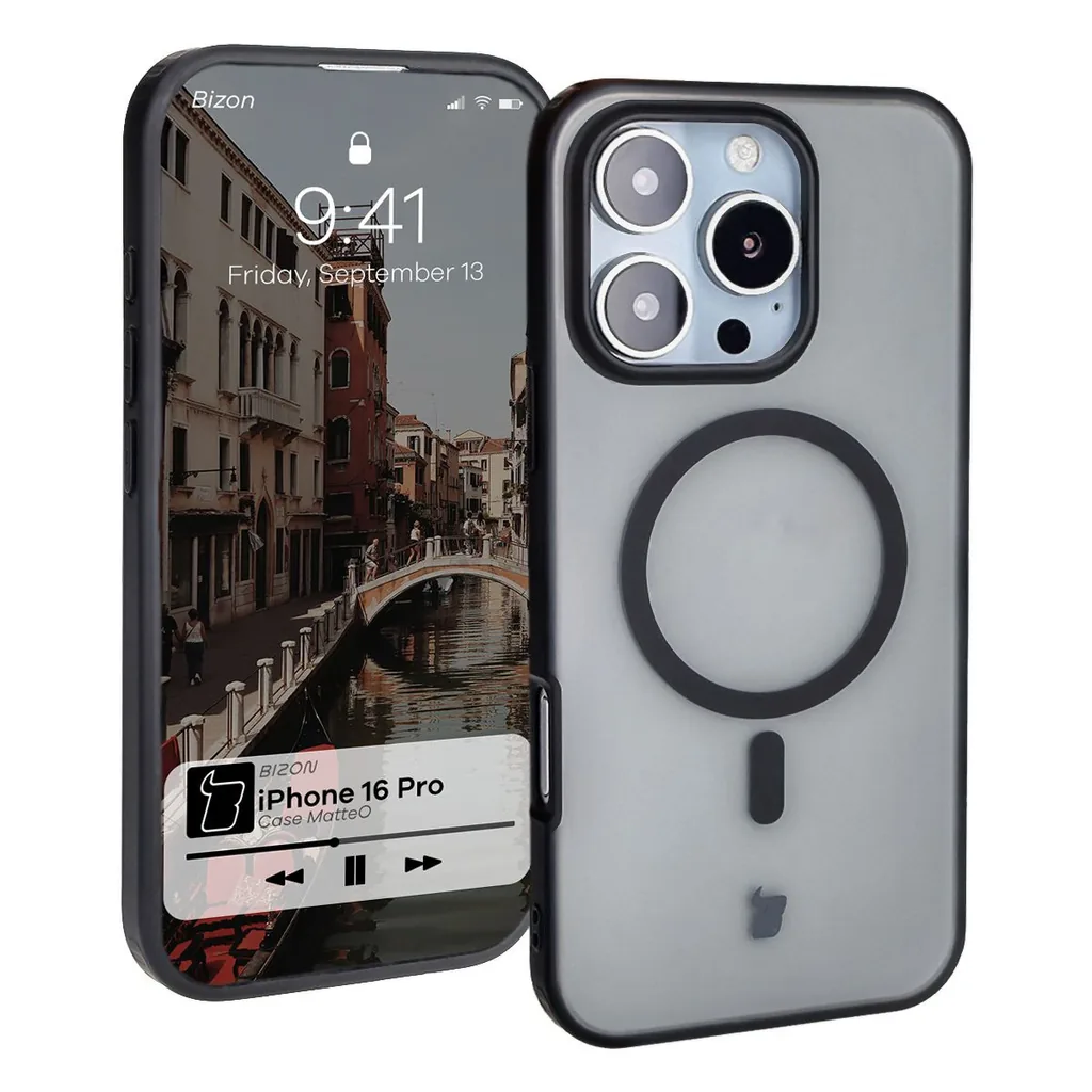 Kryt Bizon Case MatteO Apple iPhone 16 Pro transparent with black frame