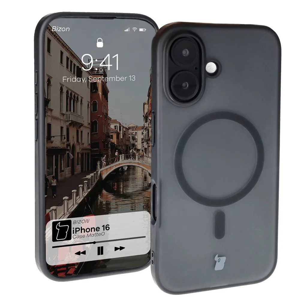 Kryt Bizon Case MatteO Apple iPhone 16 transparent with black frame
