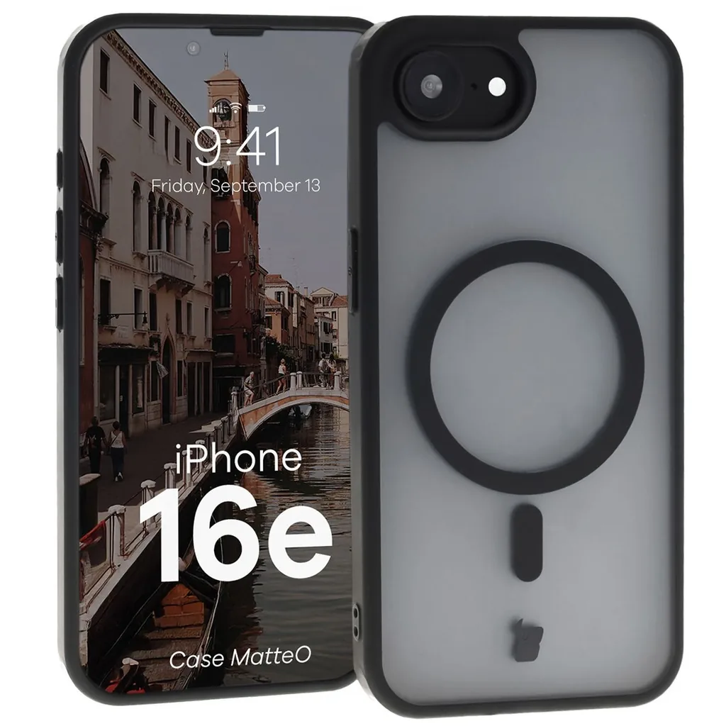 Kryt Bizon Case MatteO Magnetic Apple iPhone 17e / 16e translucent with black frame