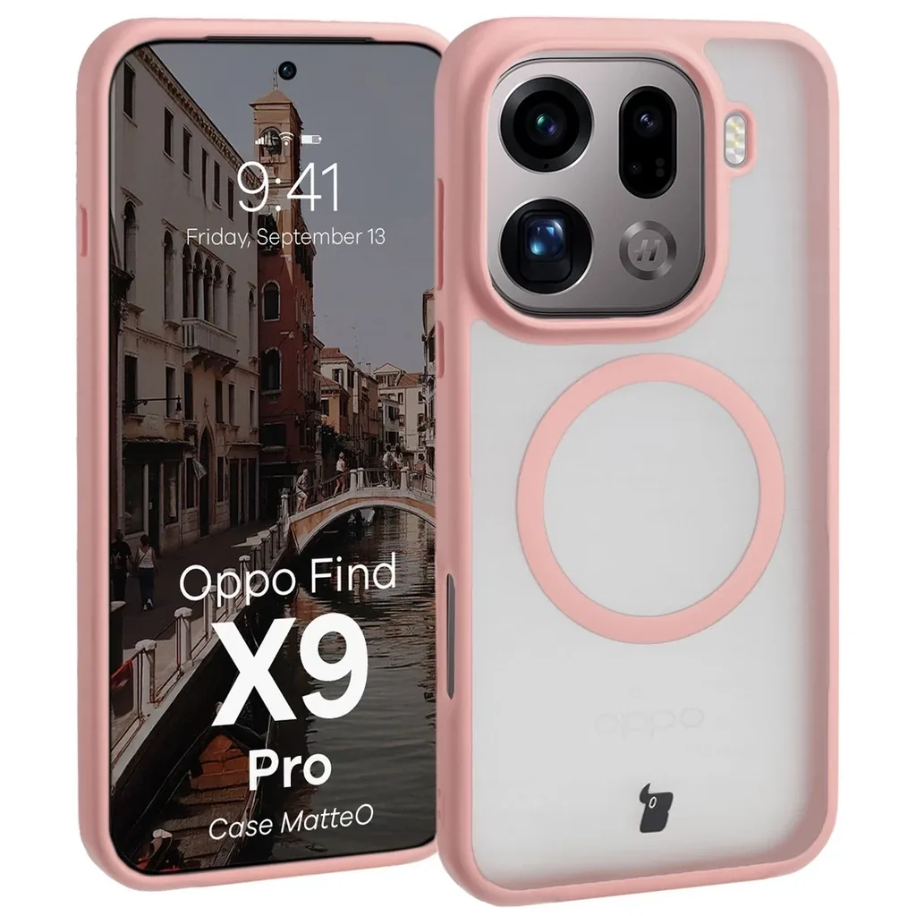 Kryt Bizon Case MatteO Magnetic Oppo Find X9 Pro smoky light pink
