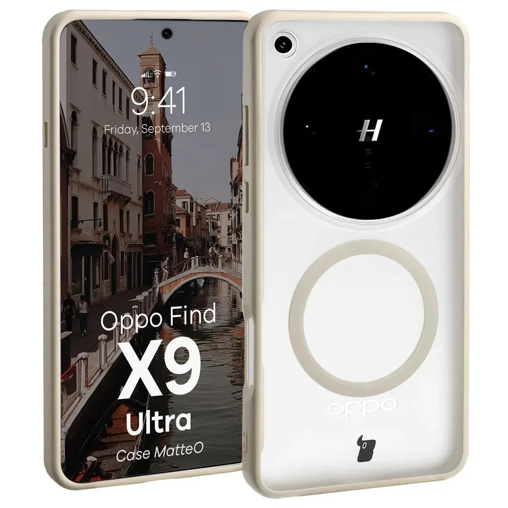 Kryt Bizon Case MatteO Magnetic Oppo Find X9 Ultra, smoky beige