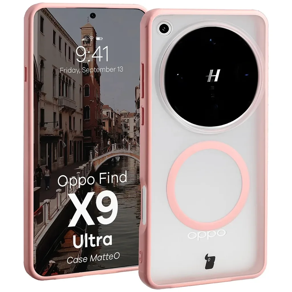 Kryt Bizon Case MatteO Magnetic Oppo Find X9 Ultra, smoky light pink