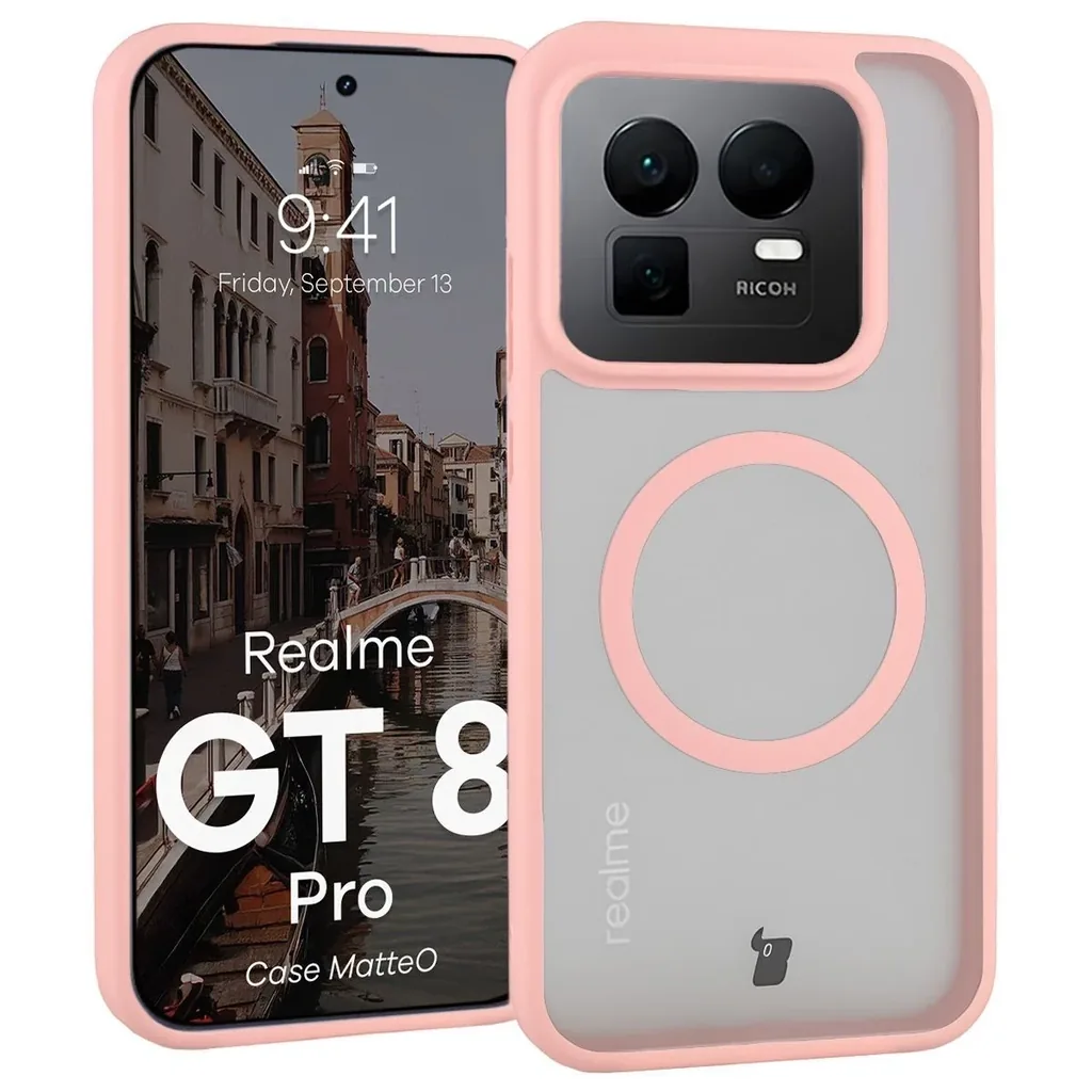 Kryt Bizon Case MatteO Magnetic Realme GT 8 Pro smoky light pink