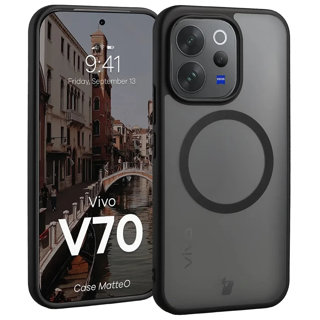 Kryt Bizon Case MatteO Magnetic Vivo V70 5G, smoky black