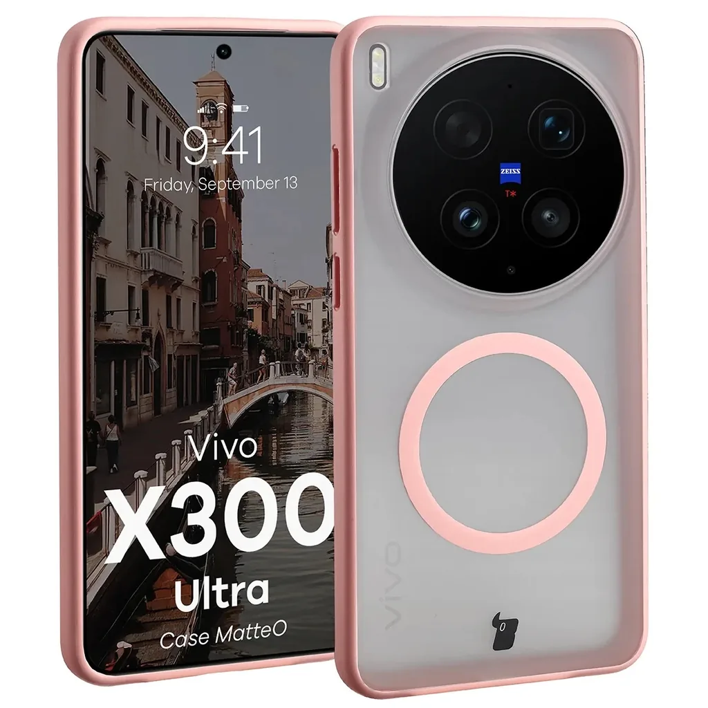 Kryt Bizon Case MatteO Magnetic Vivo X300 Ultra, smoky light pink