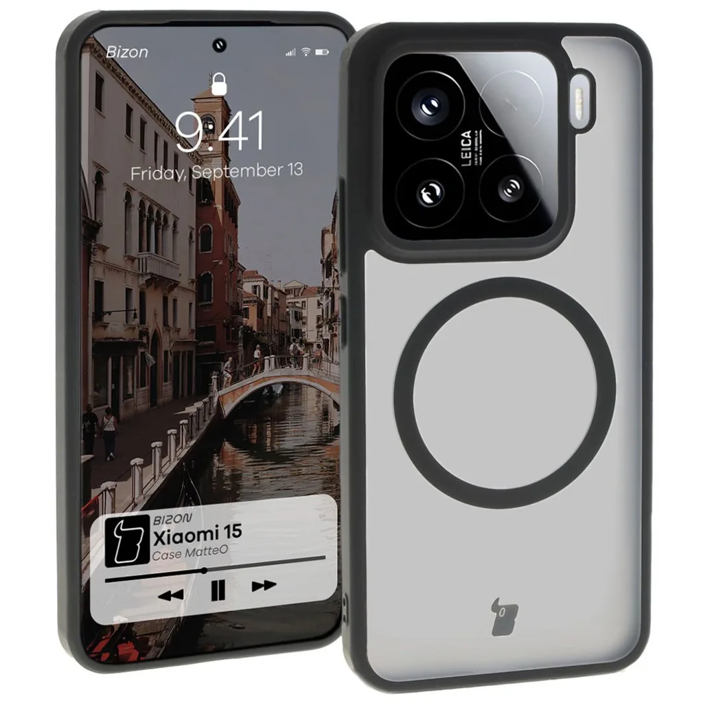 Kryt Bizon Case MatteO Magnetic Xiaomi 15 translucent with black frame