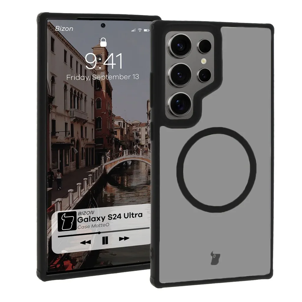 Kryt Bizon Case MatteO Samsung Galaxy S24 Ultra transparent with black frame