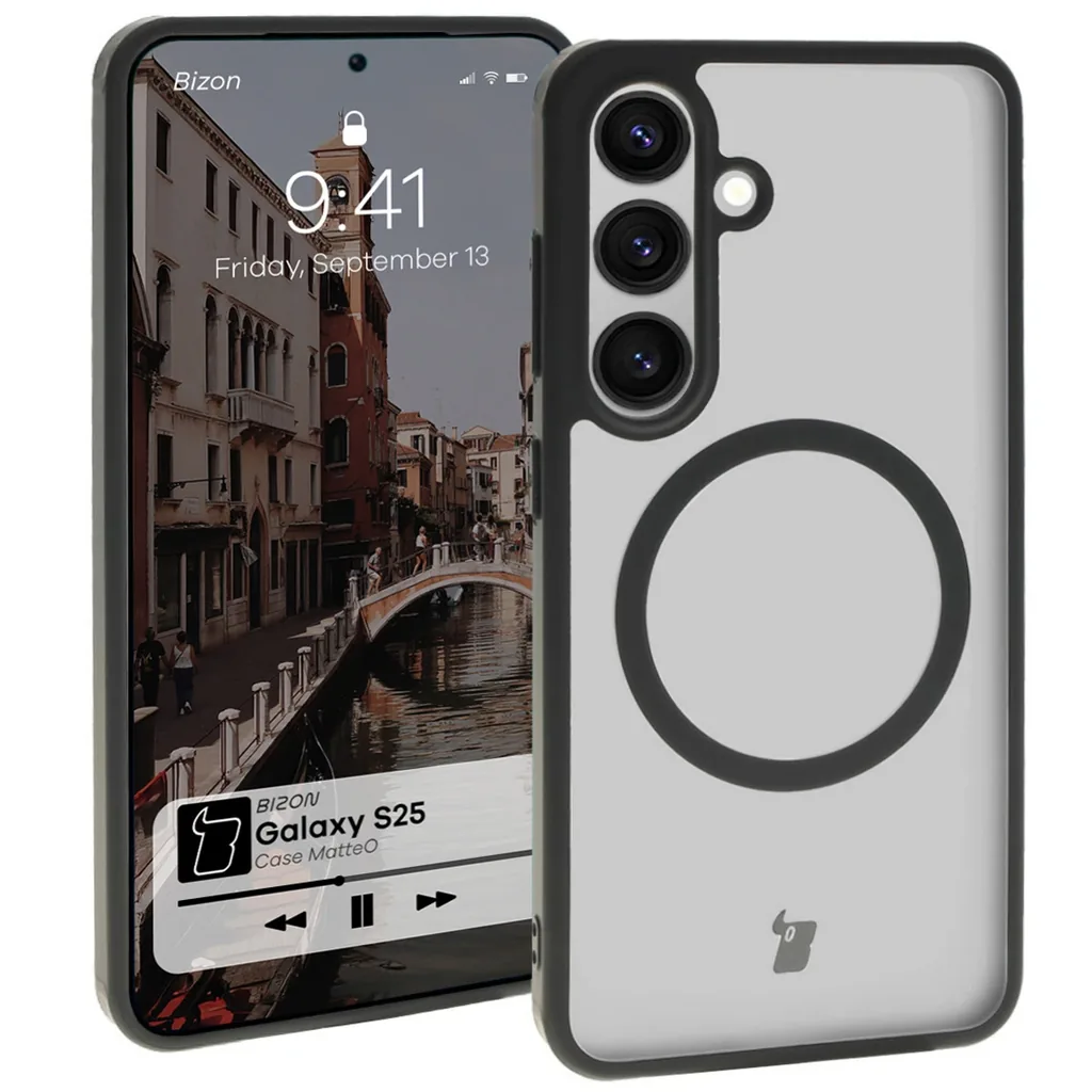 Kryt Bizon Case MatteO Samsung Galaxy S25 transparent with black frame