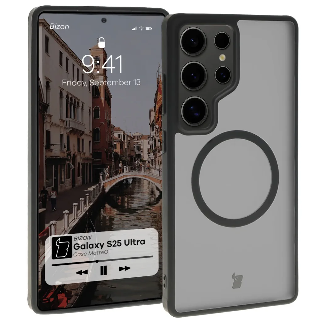 Kryt Bizon Case MatteO Samsung Galaxy S25 Ultra transparent with black frame
