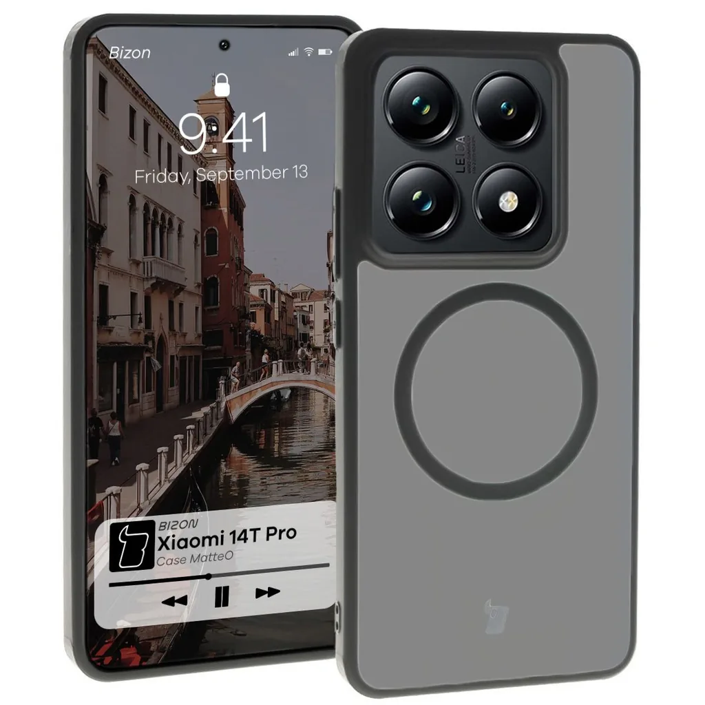 Kryt Bizon Case MatteO Xiaomi 14T Pro transparent with black frame