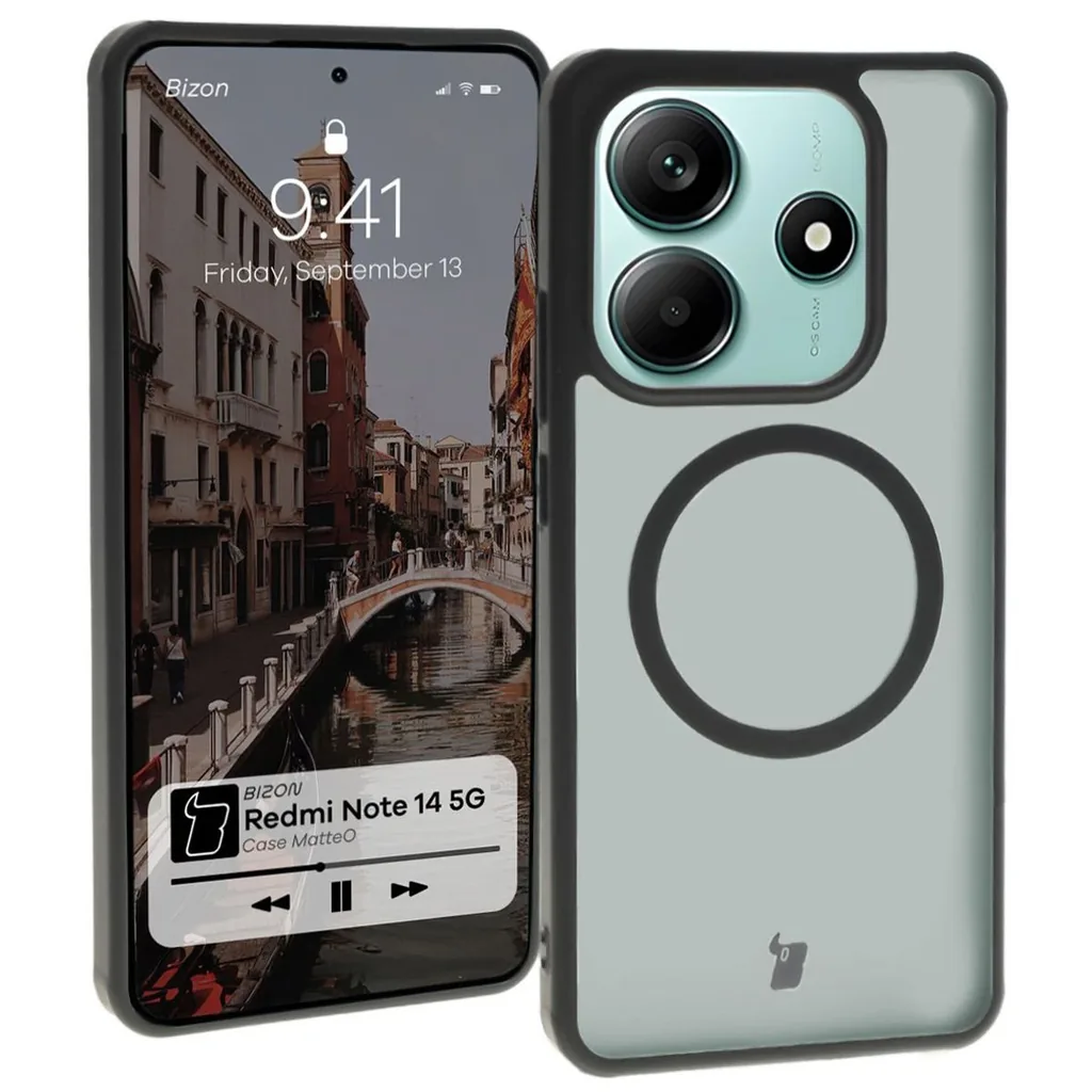 Kryt Bizon Case MatteO Xiaomi Redmi Note 14 5G translucent with black frame