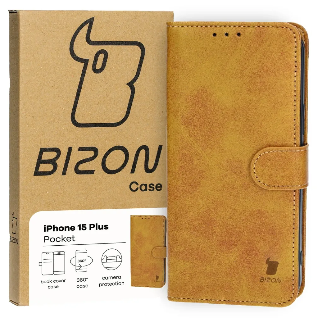 Kryt Bizon Case Pocket Apple iPhone 15 Plus brown