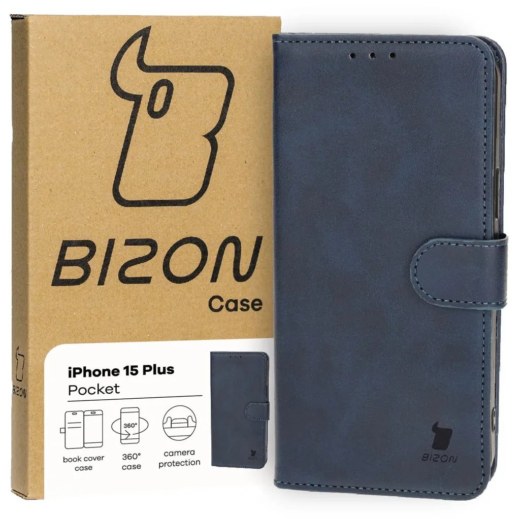 Kryt Bizon Case Pocket Apple iPhone 15 Plus navy blue
