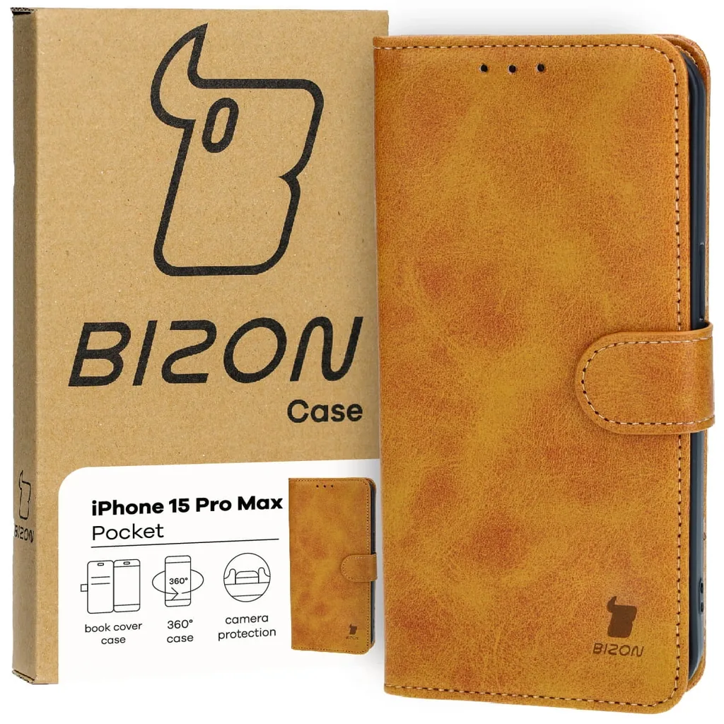 Kryt Bizon Case Pocket Apple iPhone 15 Pro Max brown