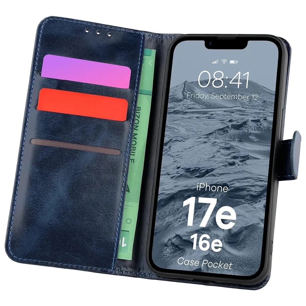 Kryt Bizon Case Pocket Apple iPhone 17e / 16e, navy blue