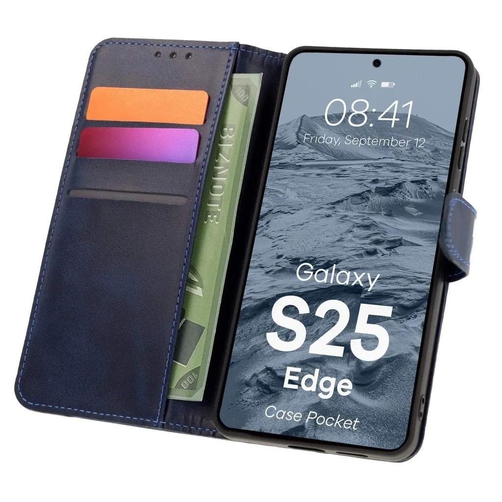 Kryt BIZON Case Pocket Galaxy S25 Edge navy blue