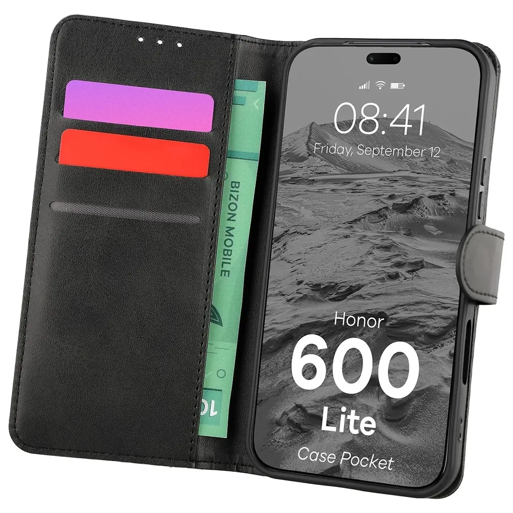 Kryt Bizon Case Pocket Honor 600 Lite 5G, black