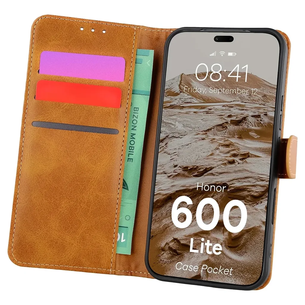 Kryt Bizon Case Pocket Honor 600 Lite 5G, brown