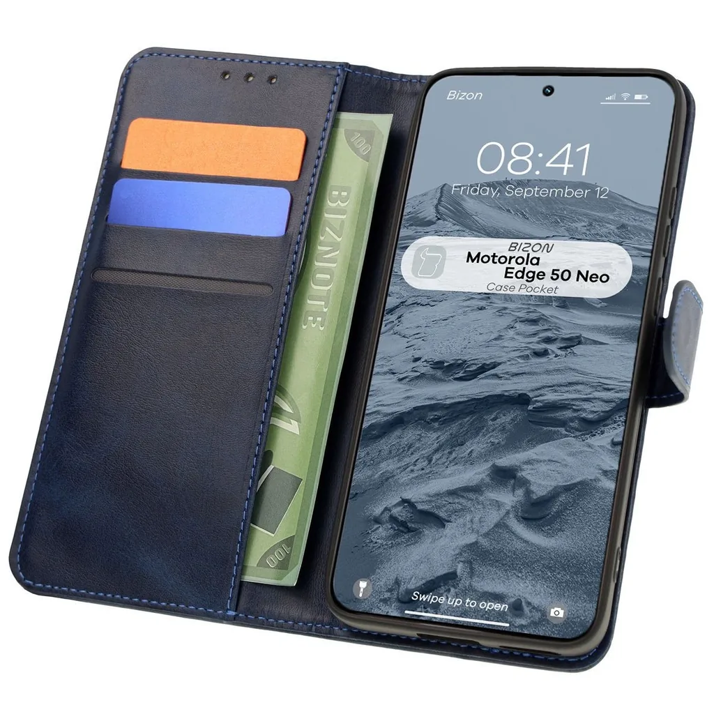 Kryt Bizon Case Pocket Motorola Edge 50 Neo navy blue