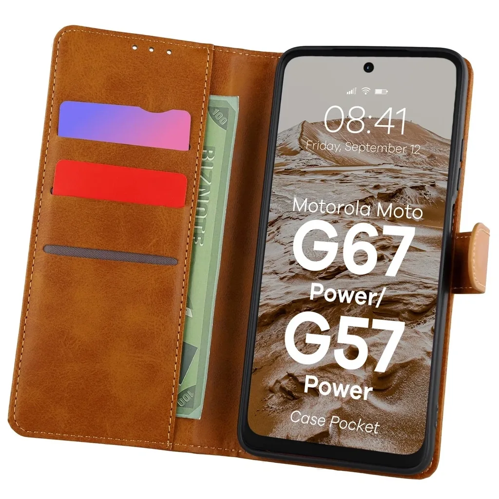 Kryt Bizon Case Pocket Motorola Moto G57 Power / G67 Power brown
