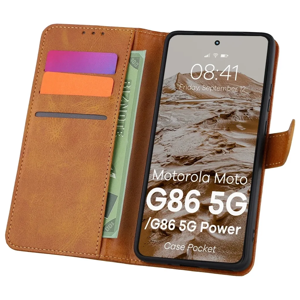 Kryt Bizon Case Pocket Motorola Moto G86 5G / G86 Power 5G brown