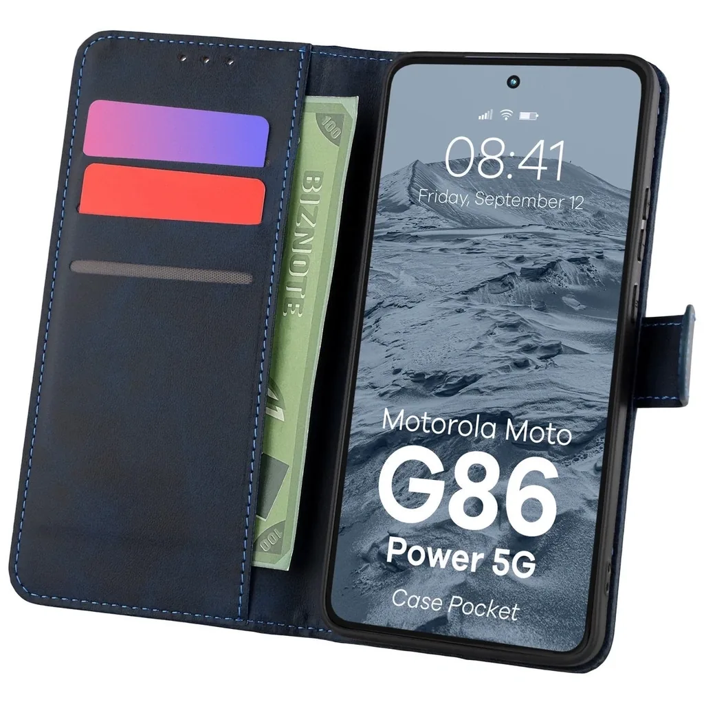 Kryt Bizon Case Pocket Motorola Moto G86 Power 5G navy blue
