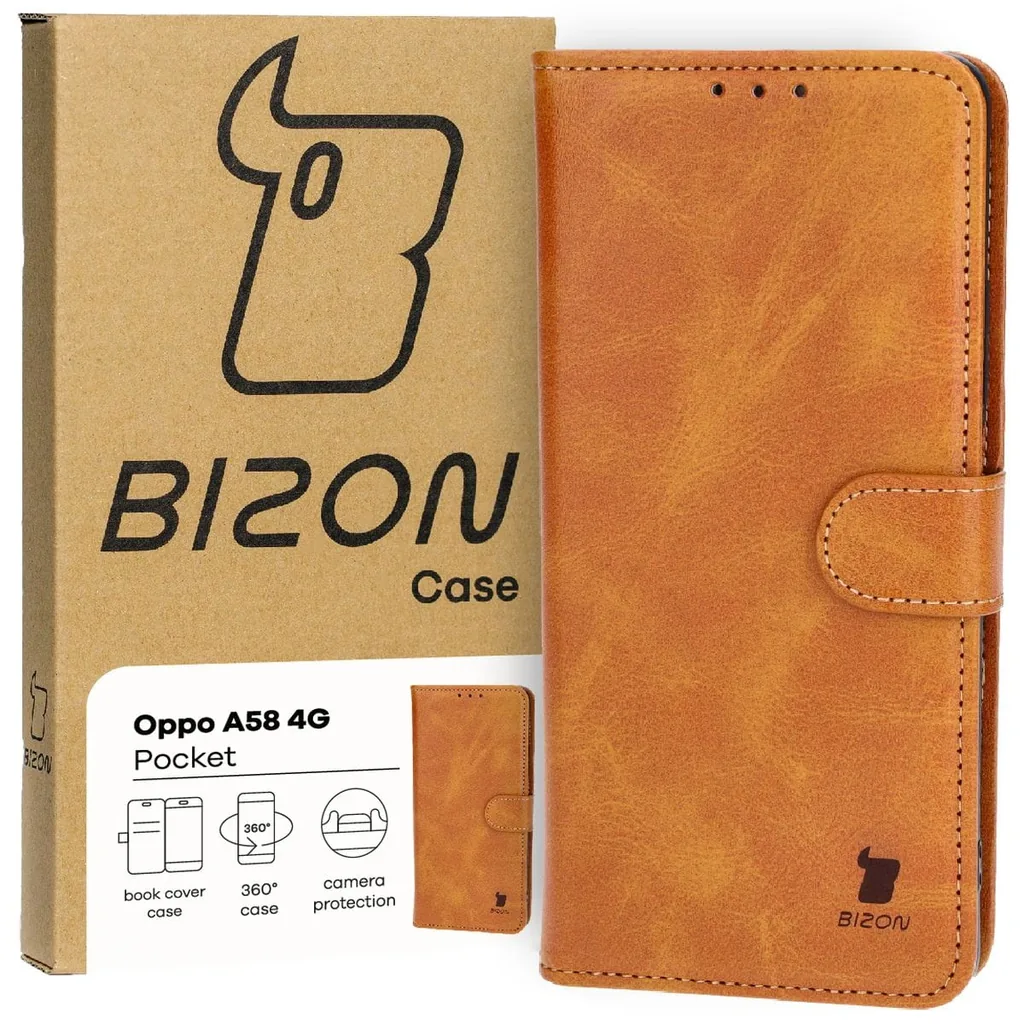 Kryt Bizon Case Pocket Oppo A58 4G brown