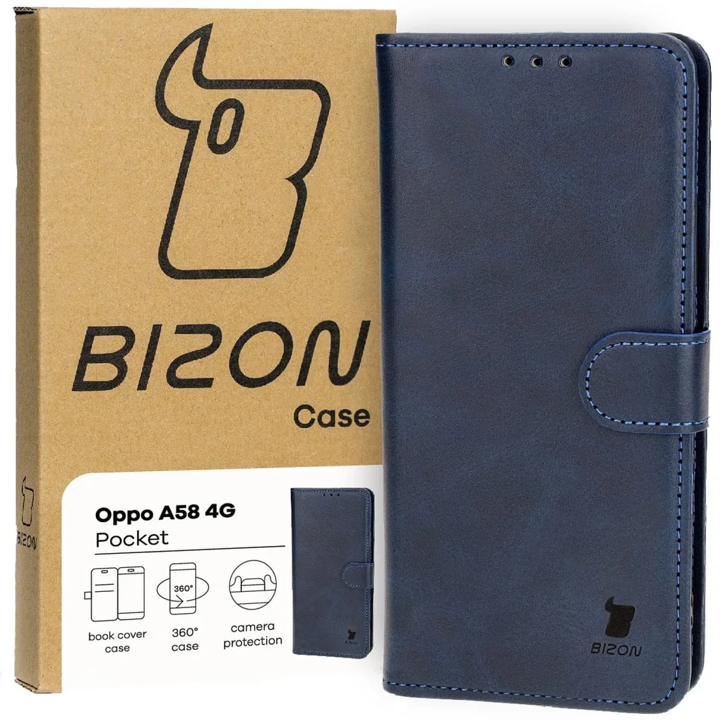 Kryt Bizon Case Pocket Oppo A58 4G navy blue