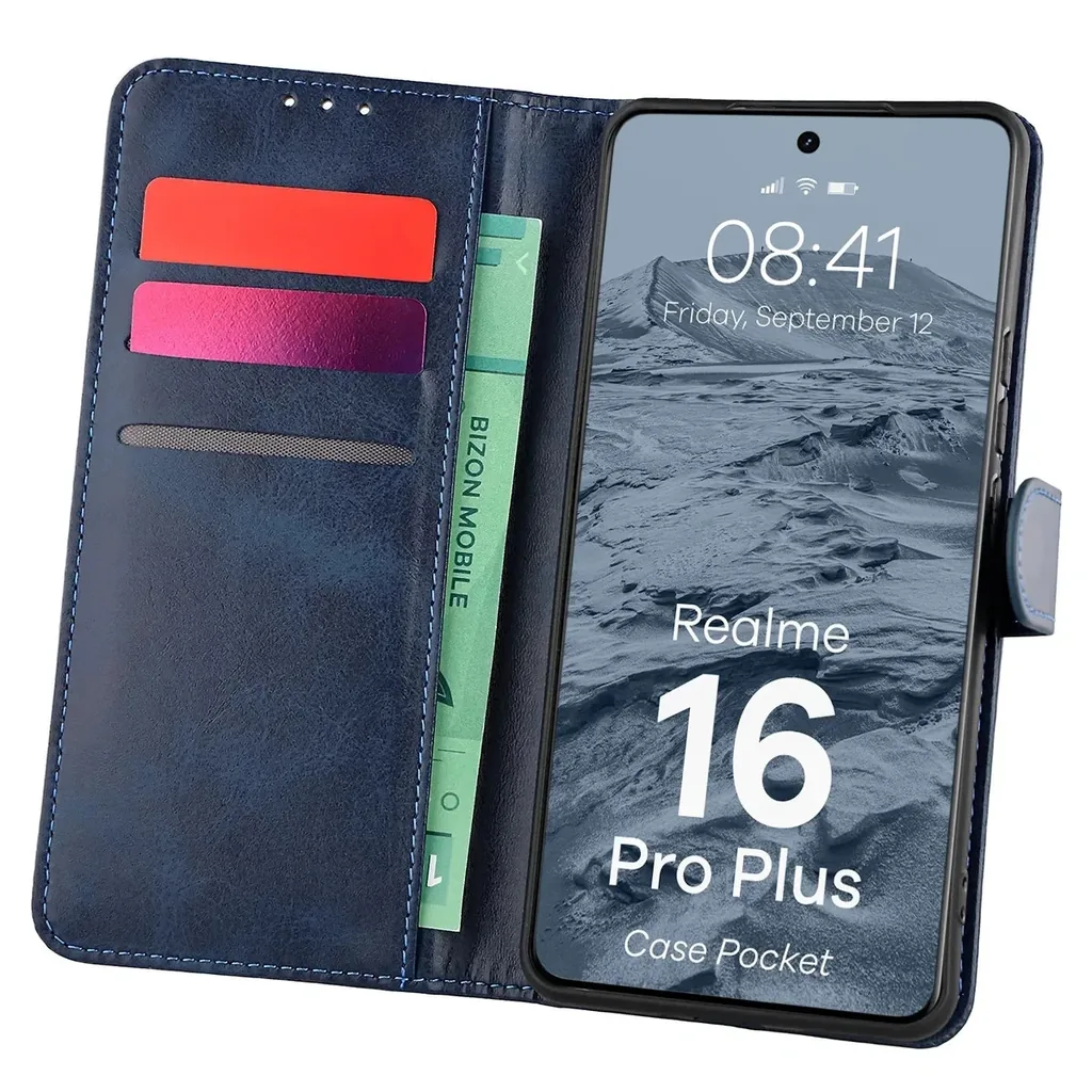Kryt Bizon Case Pocket Realme 16 Pro+ Plus 5G, navy blue