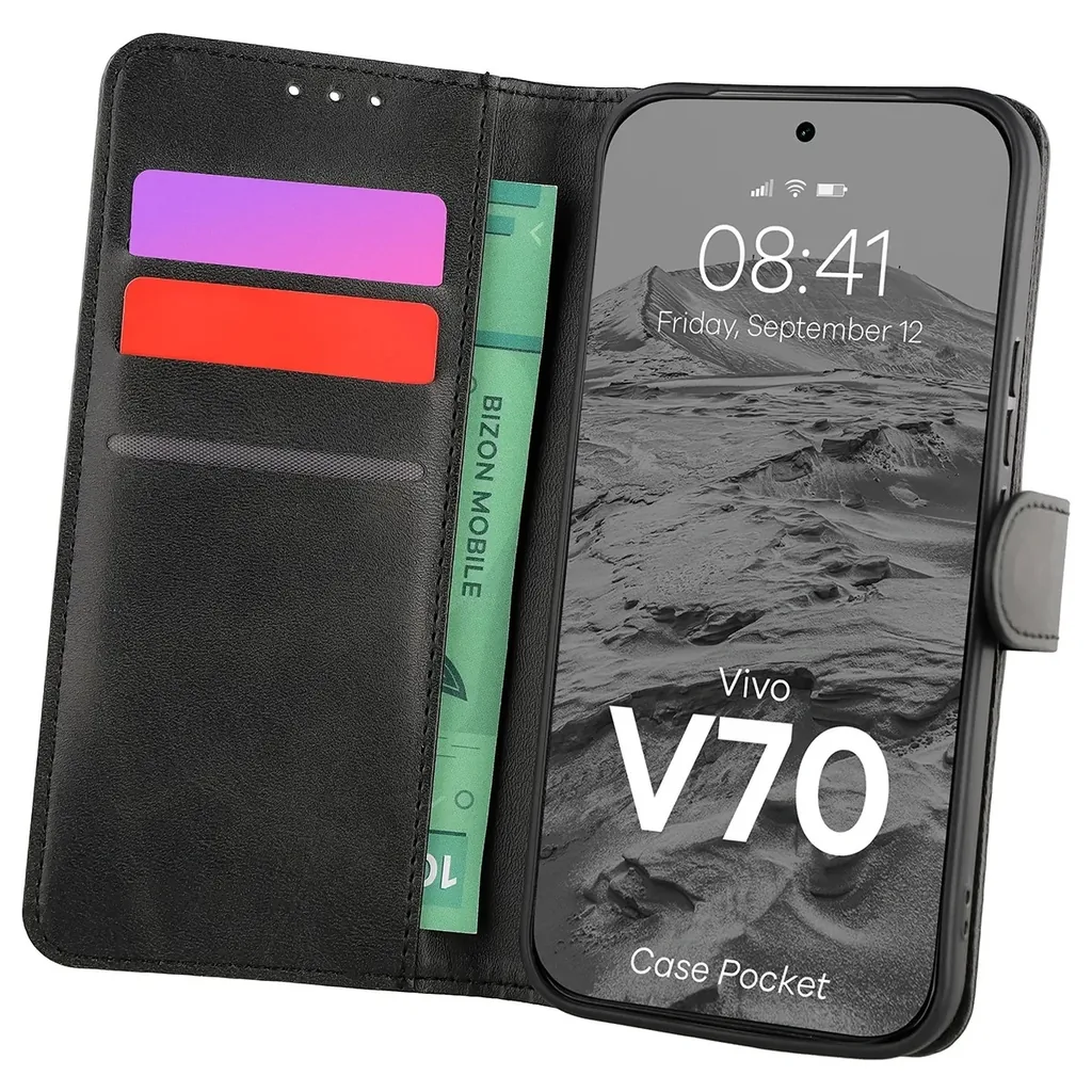 Kryt Bizon Case Pocket Vivo V70 5G, black