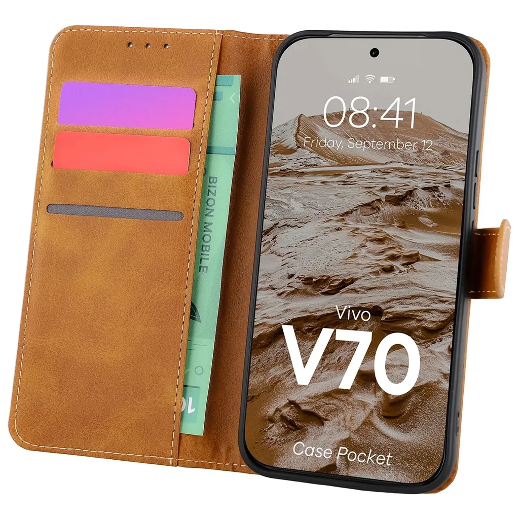 Kryt Bizon Case Pocket Vivo V70 5G, brown